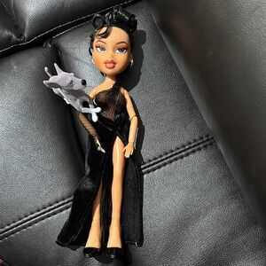 Black Dress Fashion Doll with Dog Accessory